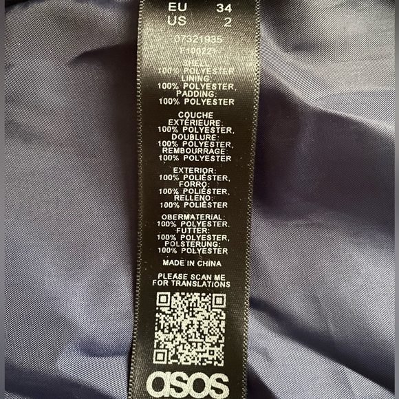 ASOS Women's Waterproof Navy Polka Dot Lightweight Puffer Jacket Size 2 - Picture 8 of 8